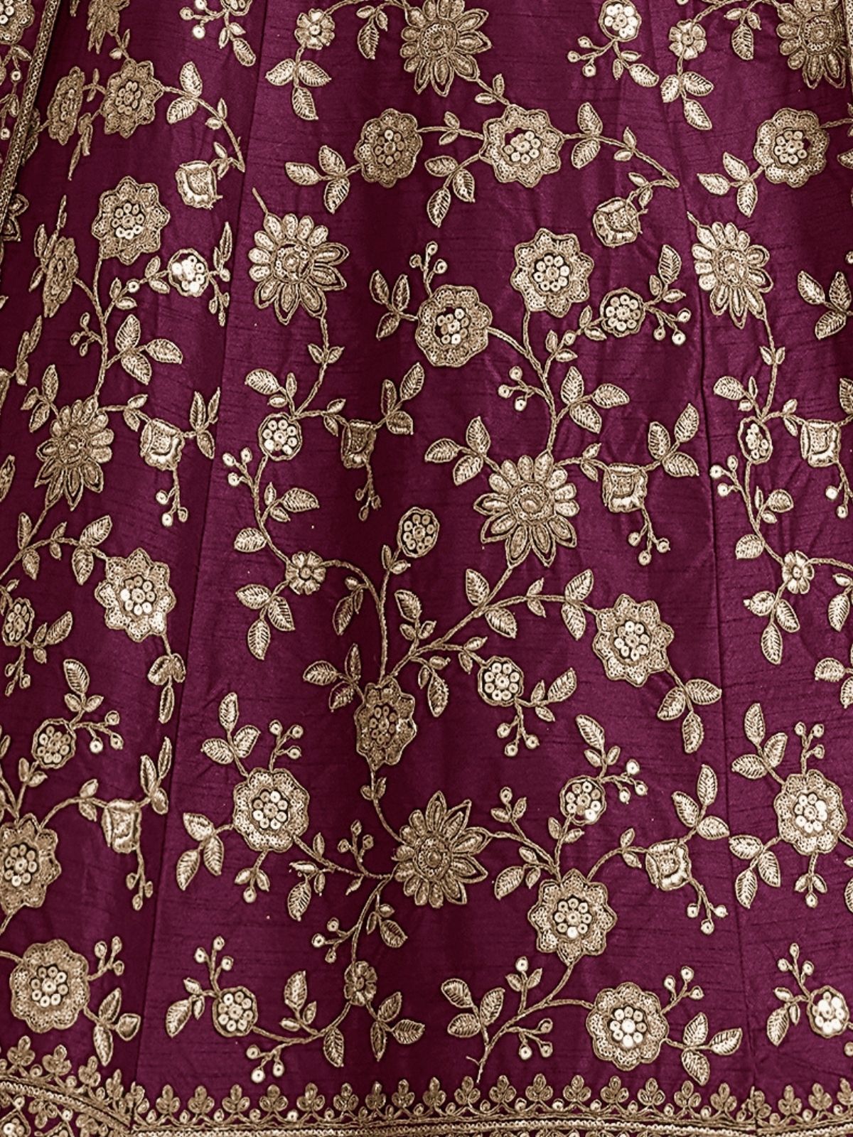 Odette Purple Art Silk Embroidered Semi-Stitched lehenga For Women