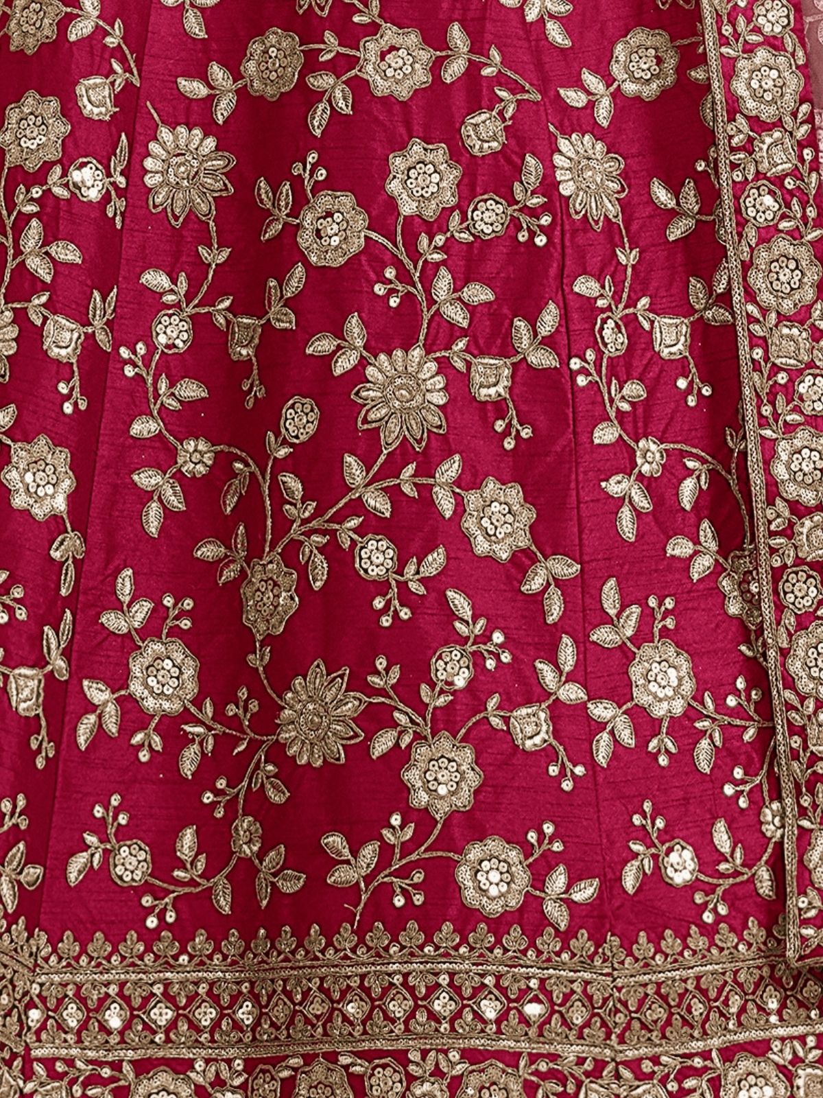 Odette Pink Art Silk Embroidered Semi-Stitched lehenga For Women