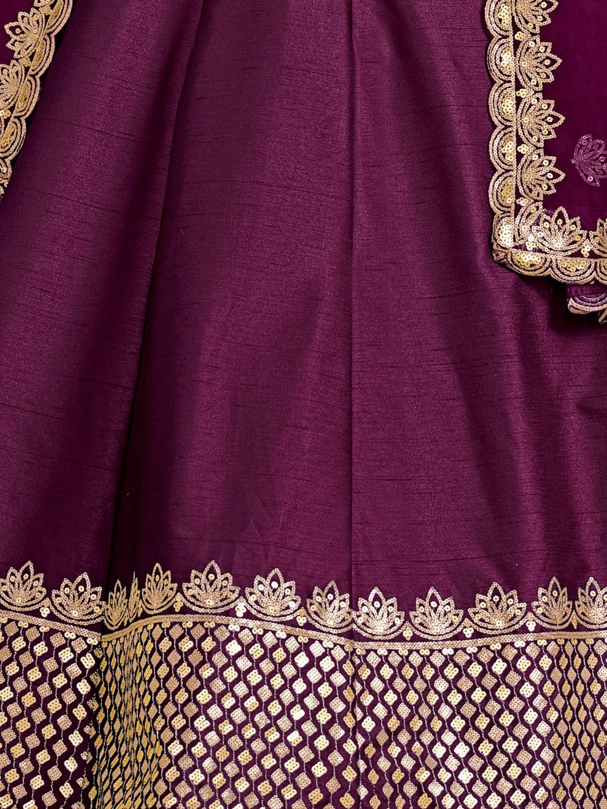 Odette Purple Art Silk Embellished Semi-Stitched lehenga For Women