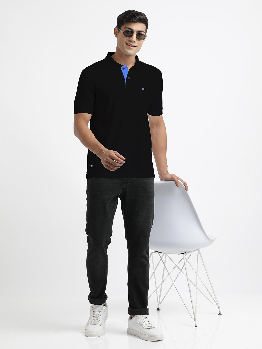 Black Plain Polo T Shirt