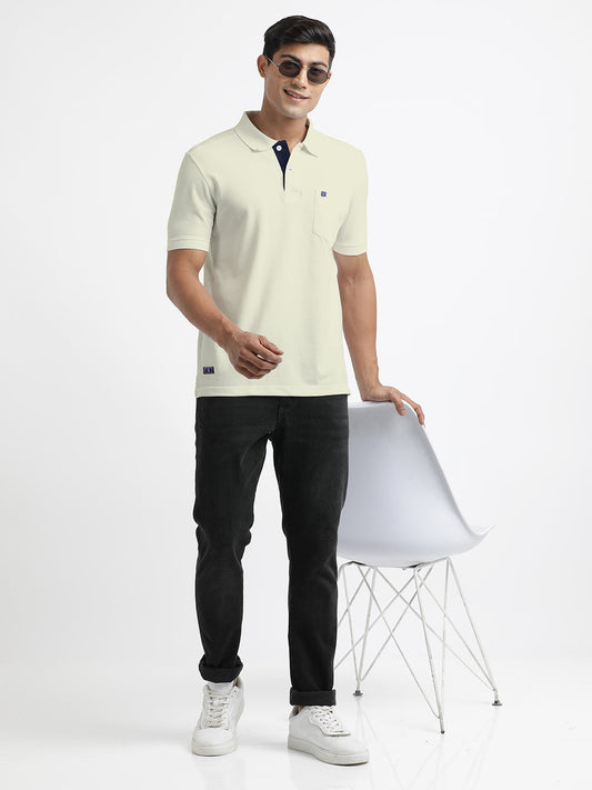 Oatmeal Melange Polo T Shirt
