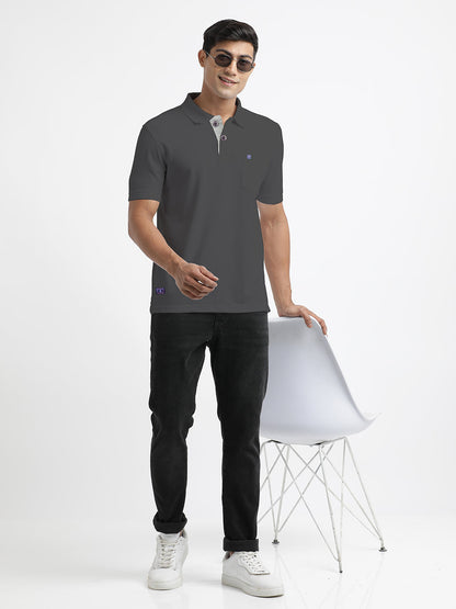 Charcoal Plain Polo T Shirt