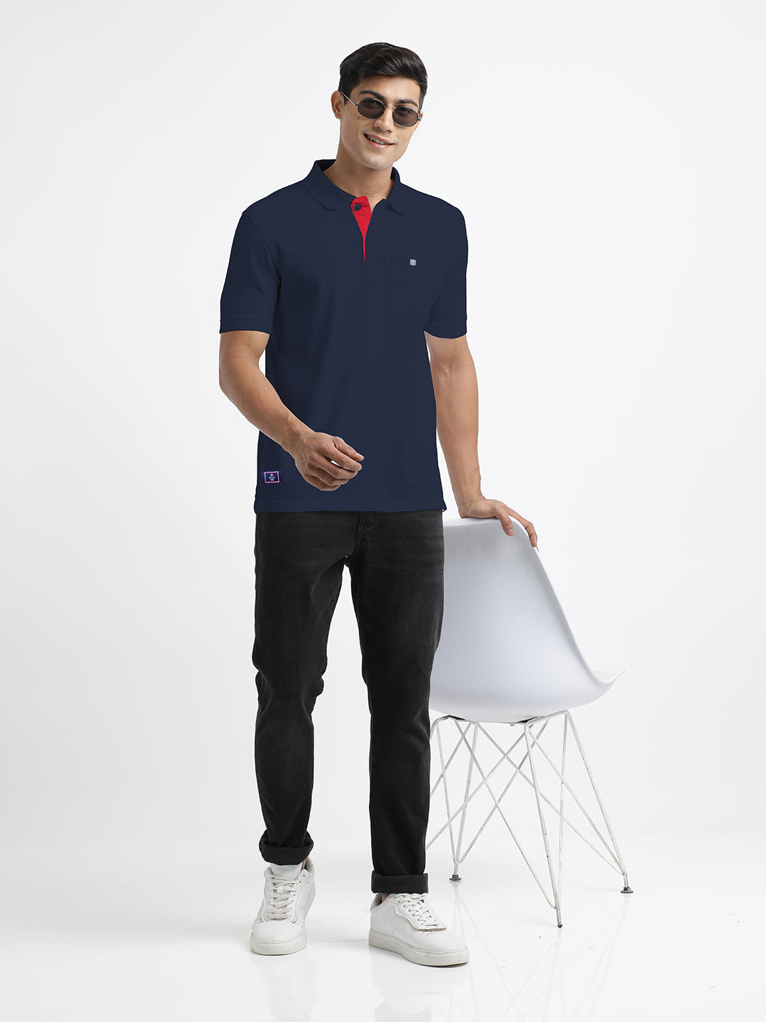 Navy Plain Polo Casual T Shirt