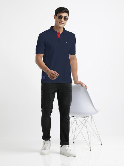 Navy Plain Polo Casual T Shirt
