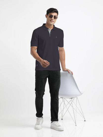 Charcoal Plain Polo Casual T Shirt