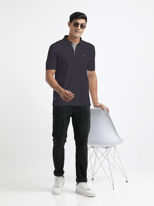Charcoal Plain Polo Casual T Shirt