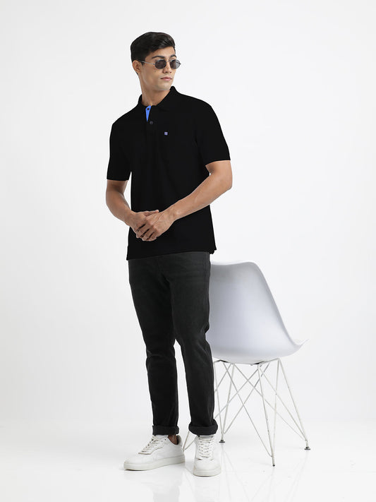 Black Plain Polo T Shirt
