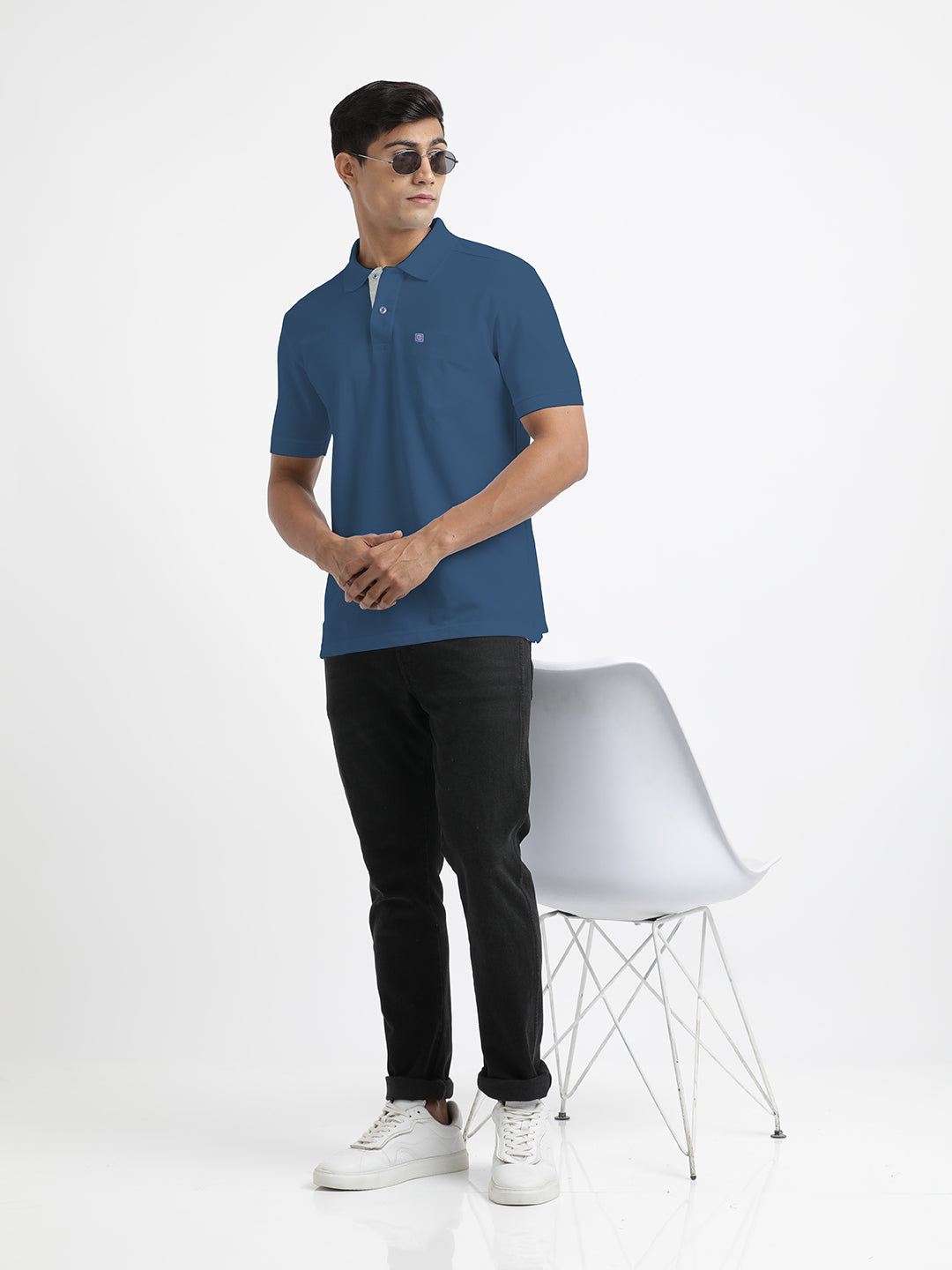 Denim Style Plain Polo Casual T Shirt