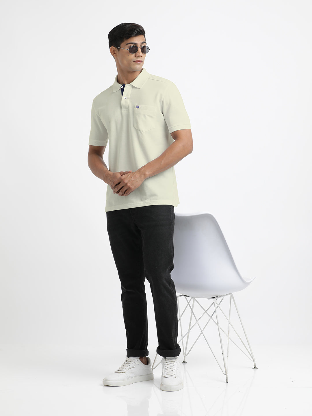 Oatmeal Melange Polo T Shirt