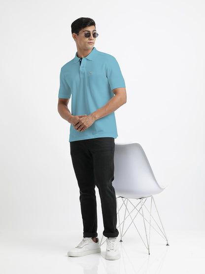 Steel Blue Plain Polo Casual T Shirt