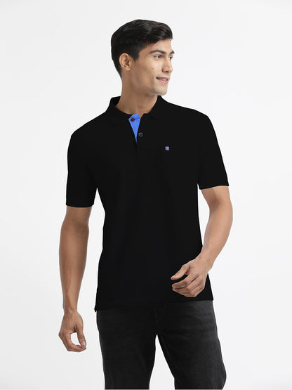 Black Plain Polo T Shirt