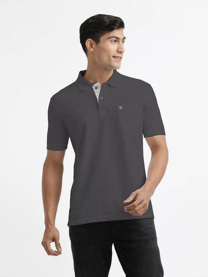 Charcoal Plain Polo T Shirt