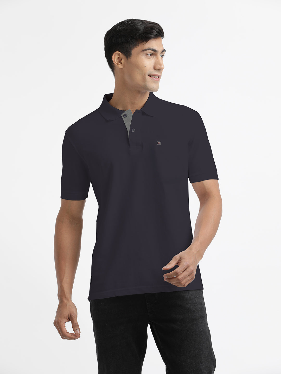 Charcoal Plain Polo Casual T Shirt