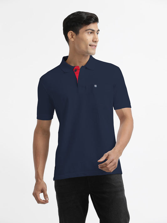 Navy Plain Polo Casual T Shirt