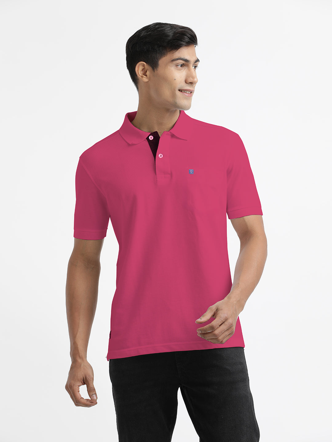 Coral Pink Plain Polo Casual T Shirt