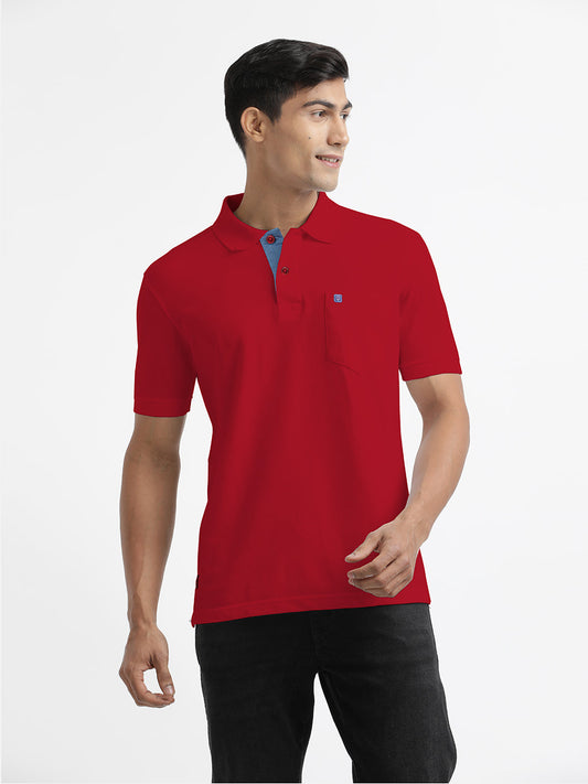 New Red Polo Collar T Shirt