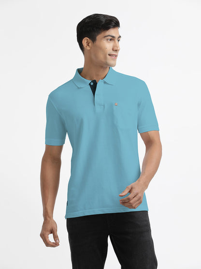 Steel Blue Plain Polo Casual T Shirt