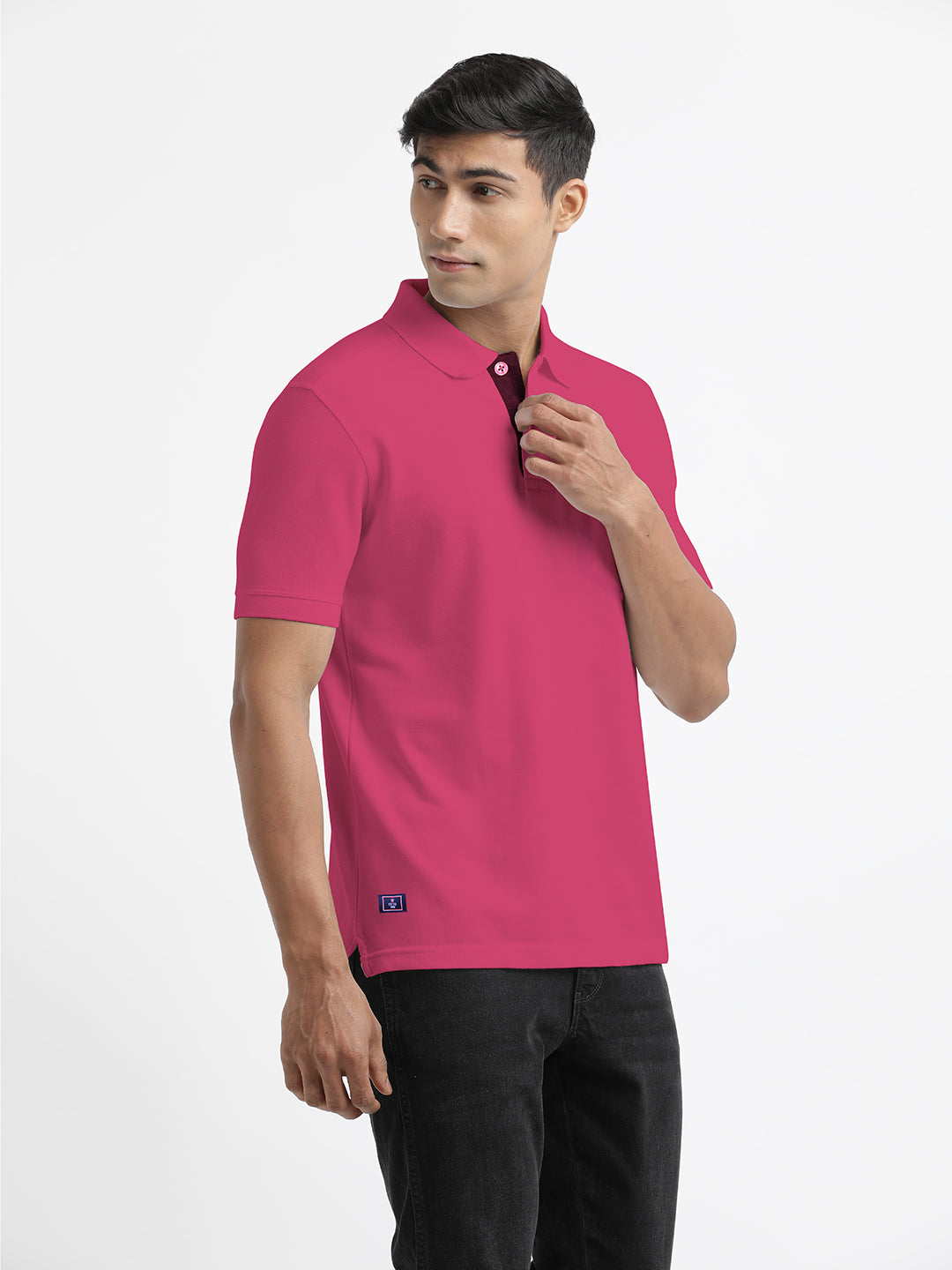 Coral Pink Plain Polo Casual T Shirt