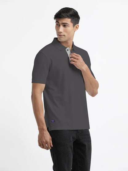 Charcoal Plain Polo T Shirt
