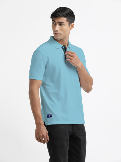 Steel Blue Plain Polo Casual T Shirt