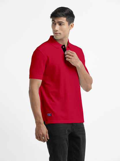 Burgundy Plain Polo Casual T Shirt
