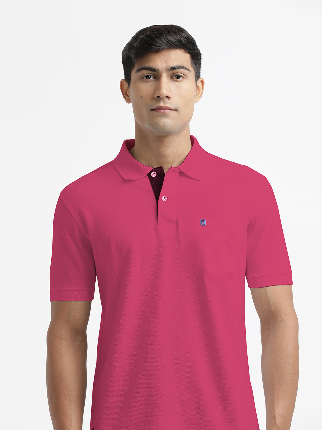 Coral Pink Plain Polo Casual T Shirt
