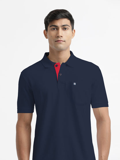 Navy Plain Polo Casual T Shirt