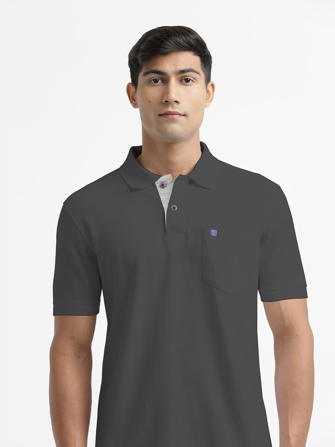Charcoal Plain Polo T Shirt