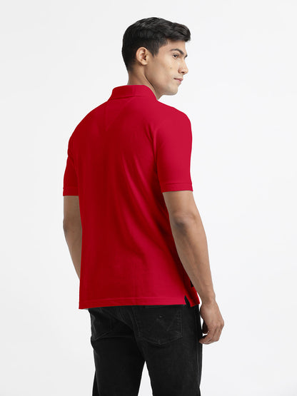 Burgundy Plain Polo Casual T Shirt
