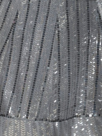 Odette Grey Georgette Embellished Semi-Stitched Lehenga For Women