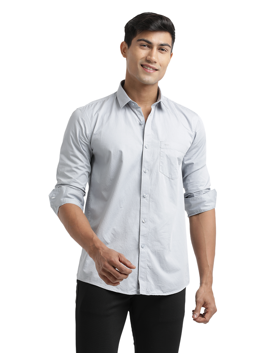 Grey Twill Solid Shirt