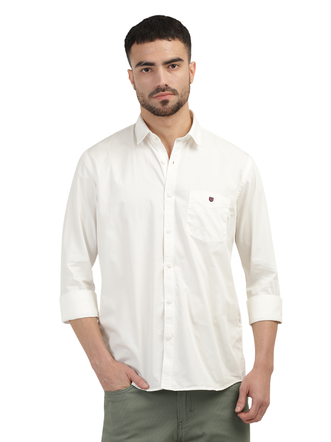 Ivory Twill Solid Shirt