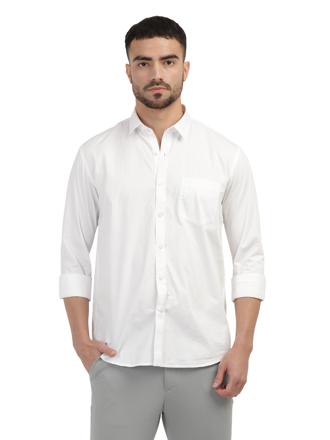 White Twill Solid Shirt