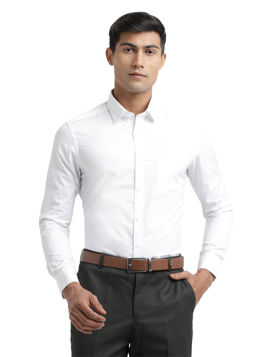 Poplin Solid Wedding White Shirt