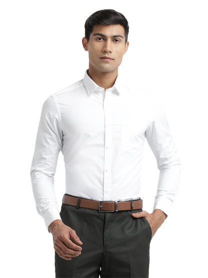 Poplin Solid Wedding White Shirt