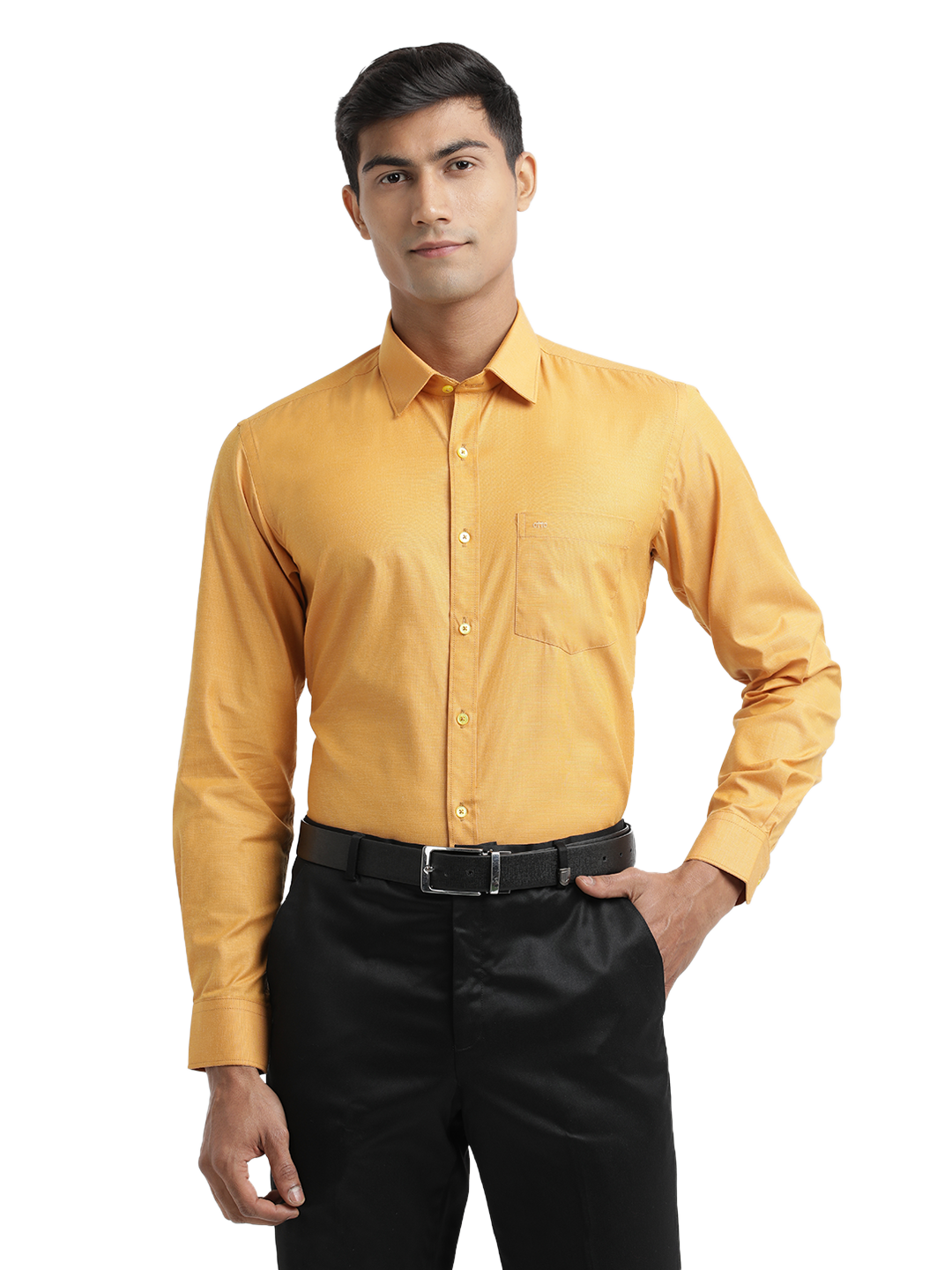 Mustard Fil-a-Fil Solid Shirt