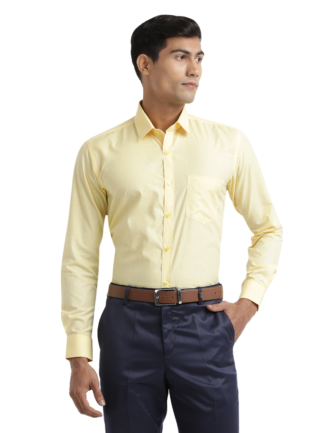 Yellow Poly Cotton Solid Shirt