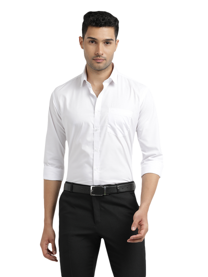 White Solid Formal Shirt