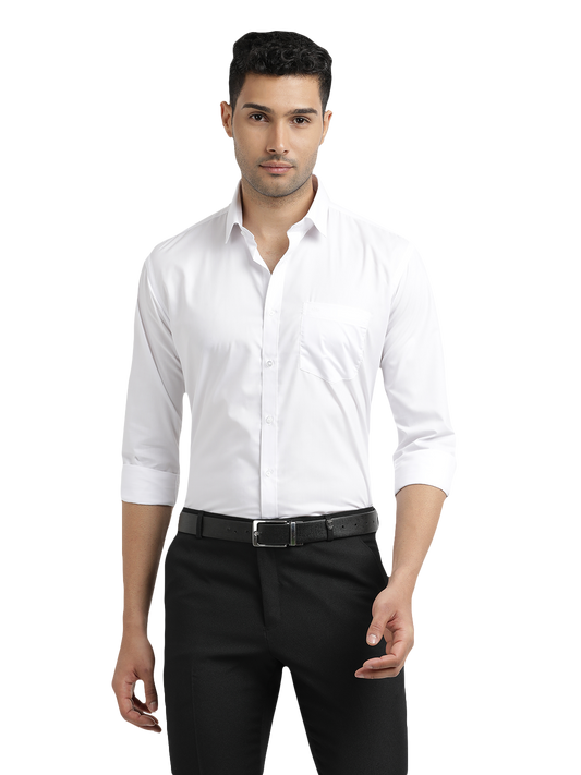 White Solid Formal Shirt