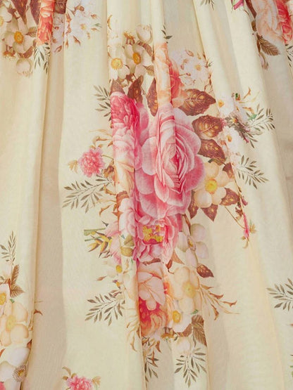 Odette Off-White Organza Printed Semi-Stitched lehenga For Women