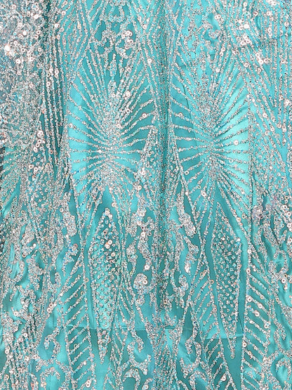 Odette Sky Blue Net Embellished Semi-Stitched lehenga For Women