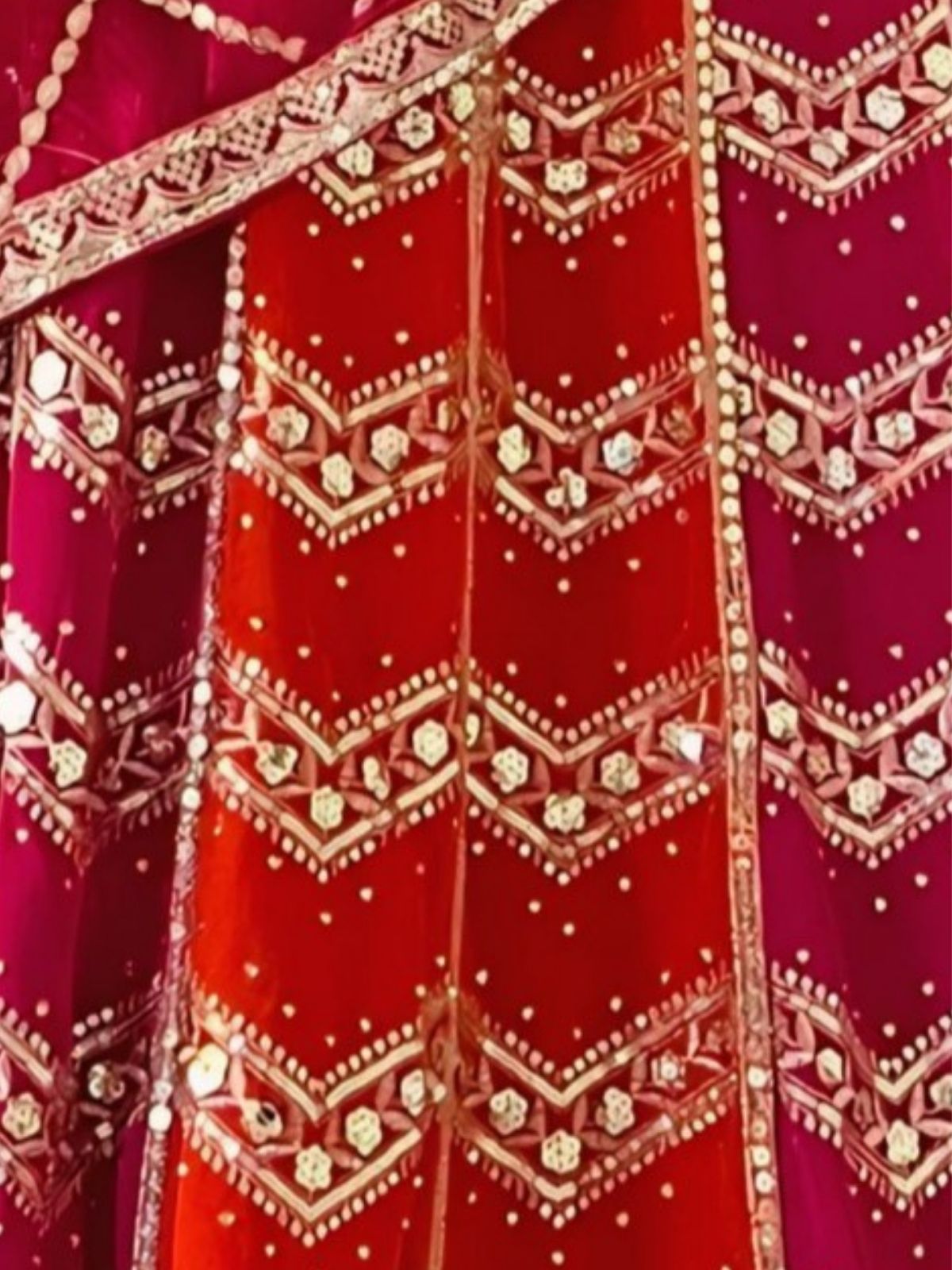 Odette Pink And Orange Georgette Embellished Semi-Stitched lehenga For Women