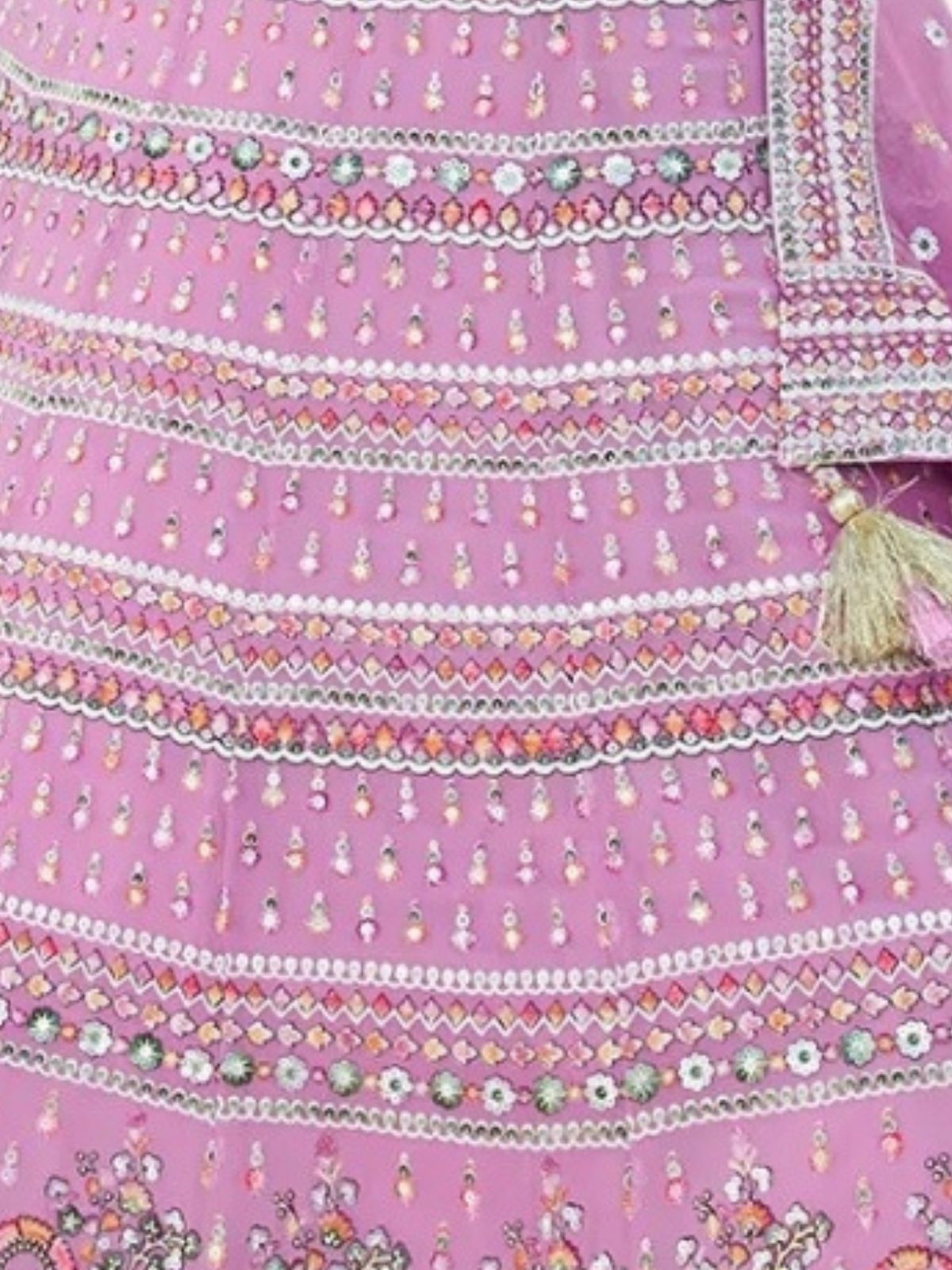 Odette Light Pink Georgette Embellished Semi-Stitched lehenga For Women