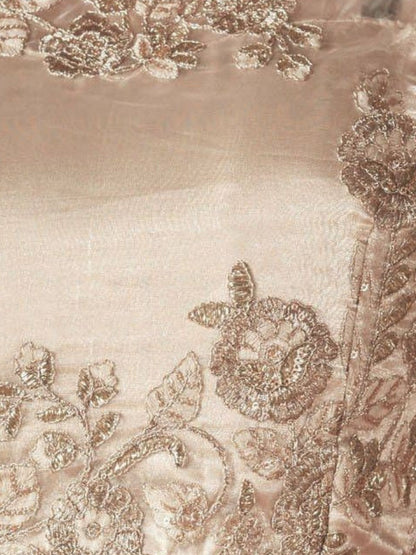 Odette Pink Organza Printed Semi-Stitched lehenga For Women