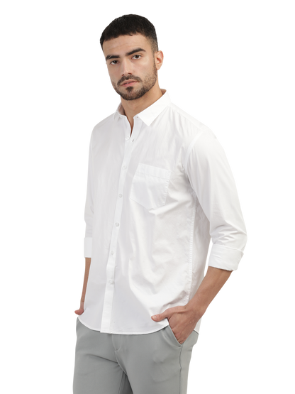 White Twill Solid Shirt