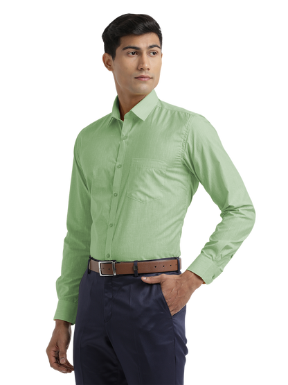 Light Green Poly Cotton Solid Shirt