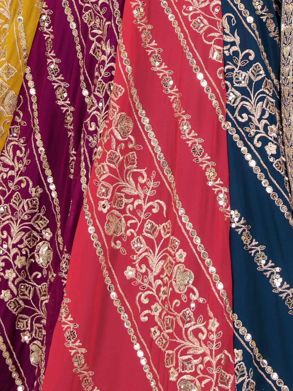 Odette Multicolor Georgette Embroidered Semi-Stitched lehenga For Women