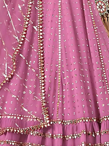 Odette Purple Georgette Embellished Semi-Stitched lehenga For Women