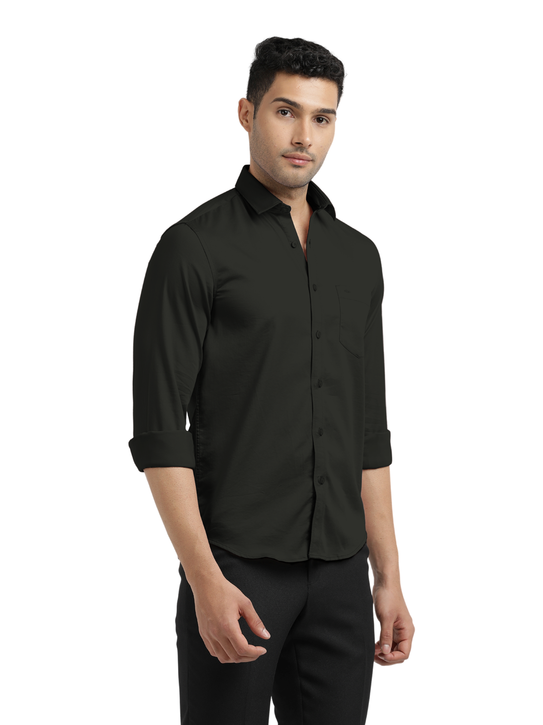 Forest Green Satin Solid Shirt