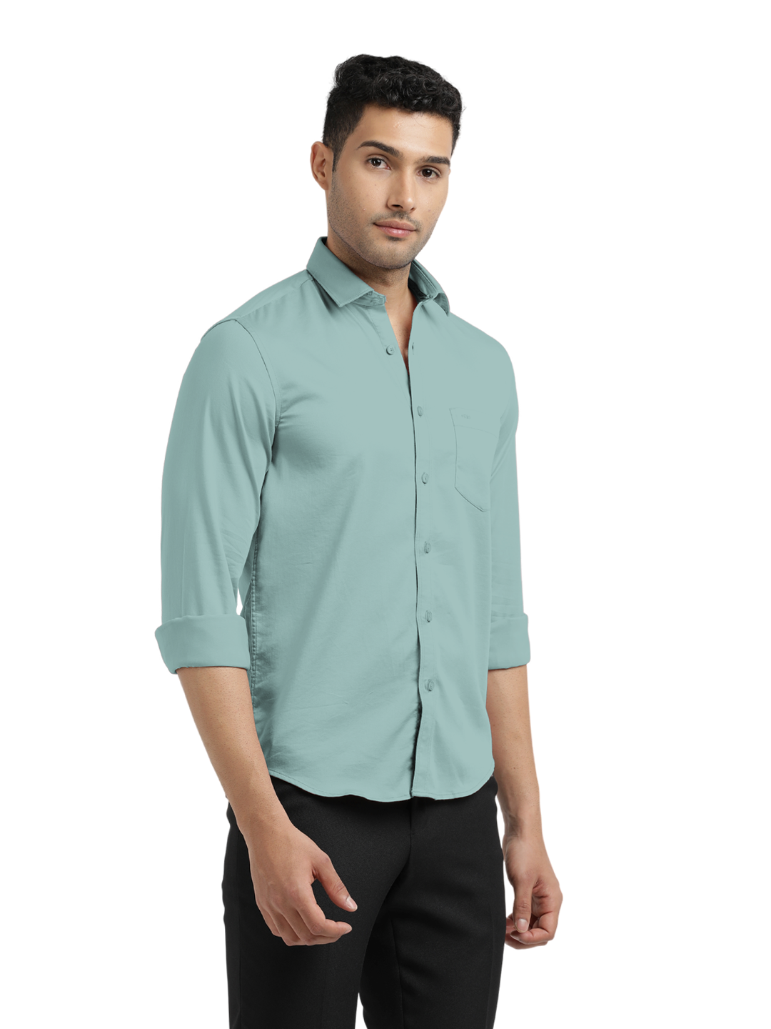 Metallic Green Satin Solid Shirt